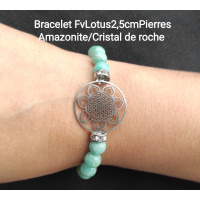 Bracelet Fleur de Vie Lotus avec Amazonite et Cristal de roche Bracelet Fleur de Vie Lotus avec Amazonite et Cristal de roche