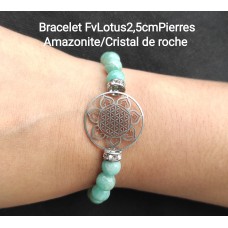 Flower of Life, Amazonite, and Rock crystal bracelet