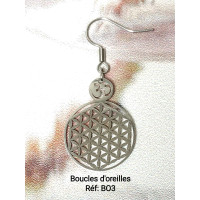 Boucles d'oreille Fleur de Vie et Om Boucles d'oreille Fleur de Vie et Om